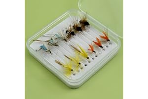 YAZHIDA Kit per pesca a mosca, mosca secca, mosca umida, 12 pezzi