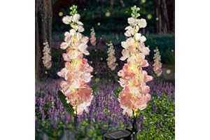 USEBER Solar Lights Outdoor, 2 Pack Upgraded Delphinium Solar Garden Lights,Waterproof Outdoor Light Solar Powered,Flower Garden Ornaments for Yard Lawn Patio Porch Pathway Cemetery Decorations (Pink)