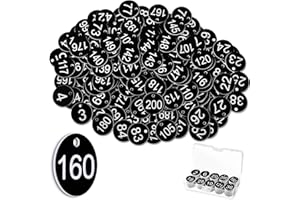 Tenare 1-200 Kunststoff Nummernschilder Nummerierte Gravierte Nummernschilder Bienenstock Etiketten ID Tags mit Loch, ohne Schlüsselringe(Schwarz)