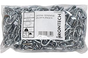 MASIDEF Chaîne génoise prédécoupée diamètre 5 mm en acier galvanisé 2,5 m.