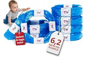 GENERICO Sacchetti Mangiapannolini XXL da 6,2metri Tecnologia Evoh Antiodore compatibili con Tommee Tippee Twist and Click,Litter Locker e altri,Ricarica Extra Spessore Inodore (8 Ricariche)