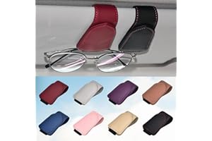 Modazon Schwarz Brillenhalter für Autovisier, 2er-Packs Magnetischer Leder-Sonnenbrillenclip für Autovisier, Autozubehör für Damen und Herren Innenraum, Visier Sonnenbrillenhalter Clip(schwarz + rot)