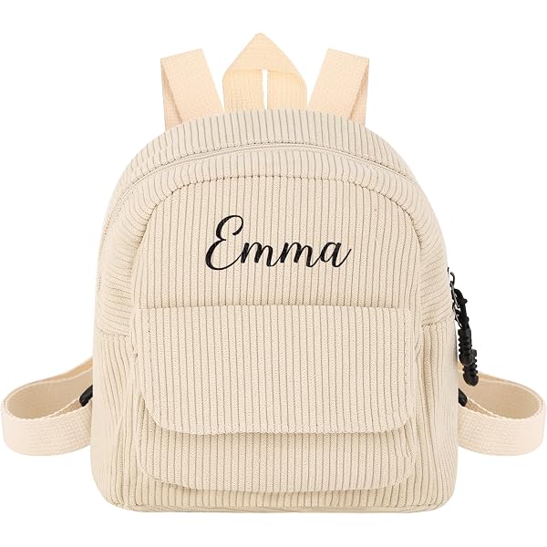 NGTSFLY Personalisierter Kinderrucksack Mit Namen – Kord-Samt, Bestickt, Ca. 28x40x12 Cm