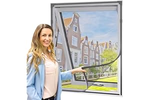 UtauHom Magnetic Fly Screen for Windows,Mosquitoes Net for Windows Max Size 150 x 180cm，Fiberglass Mesh Easy Installation Prevents Insects/Flies from Entering The Room（ Grey Frame with Grey Mesh）