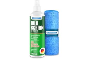 Blum Manufaktur 250ml Bildschirmreiniger + 30x30 cm Mikrofasertuch - Screen Cleaner - Display Reiniger - Absolut streifenfreie Reinigung von Handy, Laptop, PC, TV