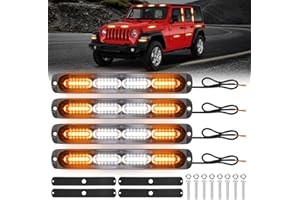 Kairiyard 4 Pièces 24 LED orange led barre lumineuse stroboscopique,12V 24V Barre lumineuse led pour offroad véhicule voitureutilitaire,bateau, ATV 4x4 vehicule,18 Modes de Clignotement Léger.