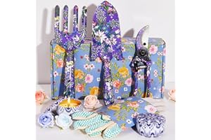 Gardening Gifts For Women, TOYPOPOR 6Pcs Garden Tools Set with Floral Print, Including Trowel, Fork, Scissor, 2 Candles and Gloves, Mother's day Birthday Gifts for Mum, Ladies Gardeners