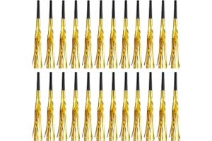 ZECOUK 24 PCS Rumore per Feste, Soffiatori per Feste di Metallo con Frange Glitterate Soffiatori Musicali per bambini e adulti, Noisemakers per Bambini Compleanno Baby Shower Natale Capodanno