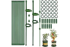 YFPOPONE 25Pcs Plant Support Stakes,30CM Adjustable Plant Sticks Support with 25Pcs Gear Clips and 15Pcs Connect Pipes,Plant Support Holder for Indoor and Outdoor Plants Flowers Tomatoes