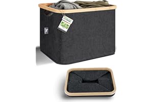 HENNEZ Aufbewahrungskorb 40l Körbe kompatibel für IKEA KALLAX Regal - Korb zur Holz Aufbewahrung klein anthrazit - Aufbewahrungsbox Regalkorb Aufbewahrung - Papier Kiste Filz Korb faltbarer Wäschekorb