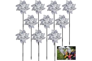 Jinlaili 10PCS Bird Repellent Reflective Windmill, Reflective Pinwheels Birds Deterrent Scarer, Bird Blinder Repellent Pinwheels, Bird Scarer Windmill for Keeping Birds Away Garden House Orchard Farm