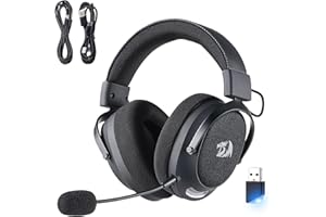 Redragon H858 Auriculares Gaming Inalámbricos 3 Modos - Sonido Envolvente 7.1, Drivers de 53mm, Almohadillas de Espuma Viscoelástica, Micrófono Desmontable con Cancelación de Ruido