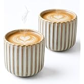 Erkundpresso. - 2 x 180ml Ceramic Coffee Cups without Handle - Espresso Coffee Cups for Water and Tea - Heat Resistant - Retr