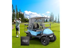 10L0L 2 passeggeri Golf Cart Parasole Copertura per Club Car Precedent e EZGO TXT, pieghevole parasole blocca calore e sole mantiene il tuo carrello fresco in estate - Nero