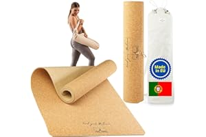 FLORA FURORA Esterilla Yoga Antideslizante Corcho (Natural y Ecológica), 200 x 66 cm Grande XXL Larga | Tapete Pilates Deporte Fitness Gimnasia Profesional, Alfombra Mat Ejercicio Dinamico - Mujer Hombre Regalo