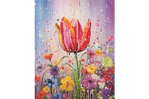 Tucocoo Tulip Flowers Paint by Numbers Kits 16x20 inch Canvas DIY Digital Oil Painting for Adults with Brushes and Acrylic Pigment - Beautiful Blossom Floral for Home Wall Decor Gifts (Without Frame)