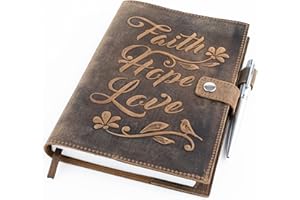 moonster Leather Journal Refillable Notebook, Writing Journals for Women, Embossed Bible Journal Leather Notebook Cover with Pen, Leather Bound Journal Lined Paper A5 Diary, Vintage Travel Journal