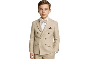 SIRRI Traje de 4 Piezas Cruzado y Ajustado con Textura para niño, Conjunto Formal para PAJE de 3 a 16 años