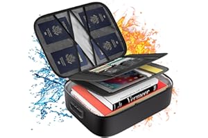 Tamfile 5200℉ Fireproof Document Box, 14.2''×10.6''×4'' Large Capacity Fireproof Document Bag with Lock, Water Resistant File Storage Box for Passports, Certificates, Legal Files and Valuables, Black