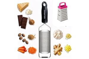 Elegancio Râpe manuelle en acier inoxydable - Râpe à fromage - Râpe à parmesan - Râpe fine - Râpe à gingembre - Noix de muscade - Râpe multifonction - Zesteur de citron avec couvercle de protection et