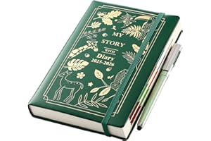 DONFULFIP Agenda scolaire journalier 2025-2026 - Format A5 - 13 mois de productivité - D'août 2025 à août 2026 - Avec stylo, onglet mensuel, autocollants, poche intérieure - Vert