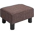 HOMCOM Linen Fabric Footstool Footrest Small Seat Foot Rest Chair Ottoman Home Office with Legs 40 x 30 x 24cm Brown