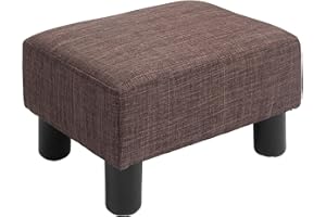 HOMCOM Linen Fabric footstool footrest Small Seat Foot Rest Chair Ottoman Home Office with Legs 40 x 30 x 24cm Brown