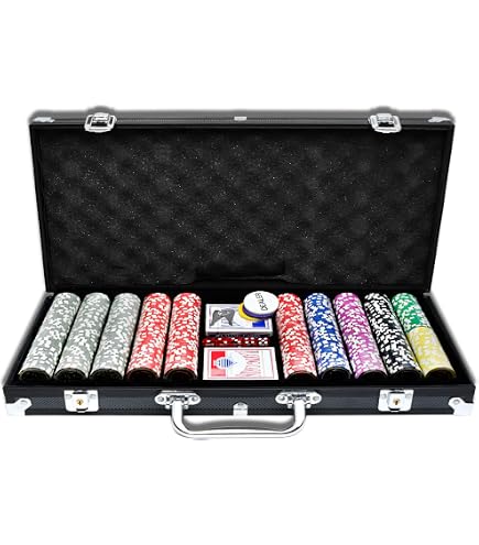 Jeu de poker avec 500 jetons en céramique « Richie » avec valeurs – Cartes à jouer Bullets