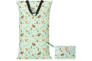 Kaisibum 2er Wetbag Nassbeutel Kindergarten Wasserdichter Nasstasche Windeltaschen Nasse und Trocken Wickeltasche,Waschbar Nassbeutel Organiser für Kleinkind Windeln Reisen Gym Strand