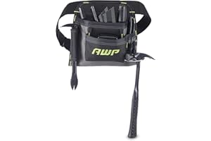 AWP Tablier à outils à tout faire 6 poches et boucles pour l'organisation des outils | Noir et gris | Convient pour un tour de taille jusqu'à 127 cm