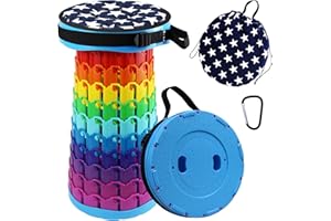 ALEVMOOM Portable Telescopic Collapsible Stool with Cushion Retractable Folding Stool Lightweight Seat with 440lbs Load Capacity for Camping,Hiking,Fishing,Queue