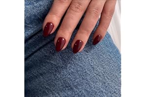 KQueenest Burgunderrot Press On Nails Kurz, Acryl Nägel zum Aufkleben Kurz Runde, Einfarbig Fake Nails Mandel Fingernägel zum aufkleben, Glänzende Gel Kunstnägel für Frauen Alltagstauglich 24 Stück