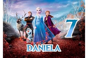 OBLEA PERSONALIZADA OBLEA de Frozen Personalizada con Nombre y Edad para Pastel o Tarta, Especial para cumpleaños, Medida Rectangular de 28x20cm