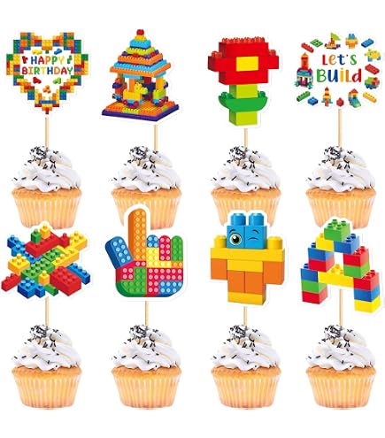 17 Accessoires De Gâteau – Blocs De Construction Décoratifs En Papier, Fête D’anniversaire Enfant
