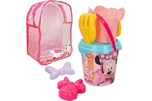 ColorBaby Disney Minnie Mouse Set de Playa Infantil, Conjunto de Cubo de Playa con Pala, rastrillo, regadera y Accesorios Disney, Mochila de Playa para niños, Set Playa Infantil (48229)