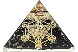 AMAZING GEMSTONE Pirámide de orgonita de Shungite para protección y protección de energía negativa | Pirámide de organita de cristal natural (cubo de chakra metatrón)