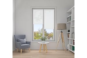 Estores enrollables sin taladrar para Ventanas. Fácil instalación sin Herramientas. Gran Variedad de Modelos, Medidas y Colores Disponibles. STORESDECO Estor Screen Premium Blanco 45x180 cm