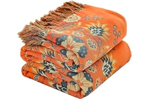‎HOORDRY HOORDRY Baumwolle gewebte Decke Muster,Überwurf mit Fransen Doppelseitig Boho tagesdecke,230×250CM,Edele und kuschelig weiche TV-Decke Couchdecke Sesseldecke Wendedecke bettüberwurf
