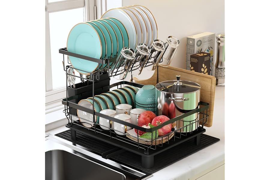 MAJALiS Dish Drainer Rack with Utensil Holder