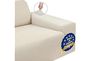 BLUZIMAN® - Funda Sofa Gruesa Premium, Funda de Sofá Multielastica Ajustable Hecho en España, Algodón Mixto, con Reposabrazos (200-260 cm. 4 PLAZAS, Marfil)