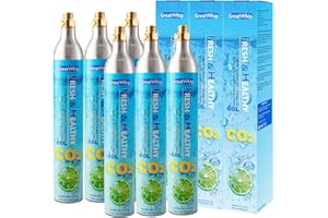 GreatWhip 60l Co2 Cylinders for Soda Stream Gas 14.5 oz Sparkling Water Gas Cylinders for Soda Stream Makers (6 cylinders)