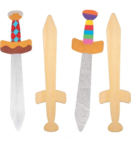 Espadas Madera Seguras Sin Rebabas Set De 12 Espadas Piratas De Madera Para Pintar 12 Lápices De Colores - Manualidades Infantiles Juego Rol Infantil Pintura Creativa