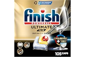 ‎FINISH Finish Ultimate Plus Infinity Shine Citrus Spülmaschinentabs – Geschirrspültabs für intensive Reinigung, Fettlösekraft und Glanz mit Schutzschild – 105 Finish Caps