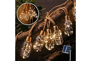 Auezona Guirlande Lumineuse Exterieure Solaire, 8.2M 16 Ampoules Guirlande Solaire Exterieur, IP44 Étanche 8 Modes, Guirlande Guinguette Exterieur Décoration pour Jardin, Fête, Noël