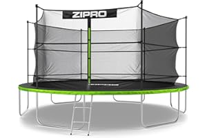 ZIPRO JumpPro IN Trampolín Exterior, Cama Elástica para Niños, con Red Interna, Resistente a la Intemperie, Protección UV, Montaje Fácil, Soporta 100-150 kg, Ø 183/252/312/374/435/496 cm