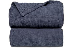 LULUMOON Lulu moon muślinowa kołdra, koc do łóżeczka dziecięcego dla niemowląt i małych dzieci, 119 x 119 cm (niebieski)