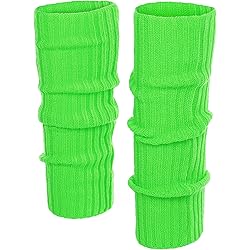 2 Paires Jambiere Pour Femmes Rose Fluo Vert Fluo Tricoté