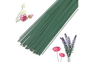 HIKPACKER 60 Piezas Alambre de Flores, 30 cm de Longitud 2 mm de Diámetro, Alambre de Floristería Verde Alambre de Tallo Floral Alambre Manualidades y Floristería para Flores Artificiales, Corona, Ramo (verde)