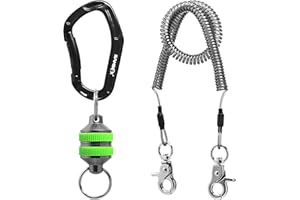 SAMSFX Fishing Strongest Magnetic Net Release Magnet Clip Holder Retractor with Coiled Lanyard