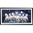 DBrush 7 Running Horses Vastu Painting With Hard Lamination Blessing Modern Art Artwork For Living room Office Decorative 12x24x1 inch Gift Item Synthetic Wood(Variation 3)